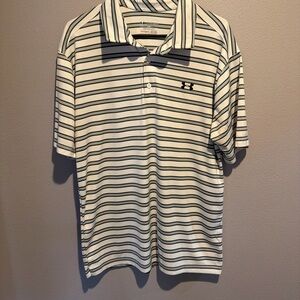 Under Armour Men's Polo with Black/Gray Stripes